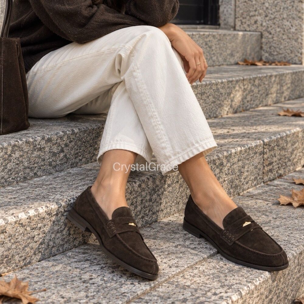 Madewell Grayson Penny Loafers Womens 5 Dark Brown Suede Leather Slip On Shoes